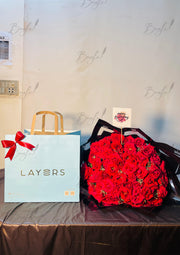 Luxurious Rose Bouquet with Layers Cake Box | GDEL-146