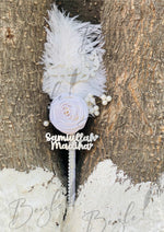 Load image into Gallery viewer, Customized Nikah Pen With White Feather, Pearl and Flower
