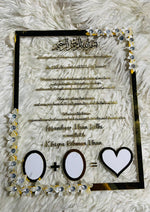 Load image into Gallery viewer, Personalized Nikah Acrylic Thumb Board with Gold Details | NAF-025
