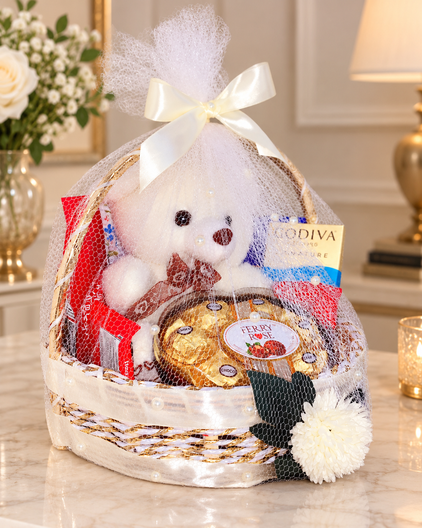 Luxurious Teddy Bear Gift Basket | GB-036