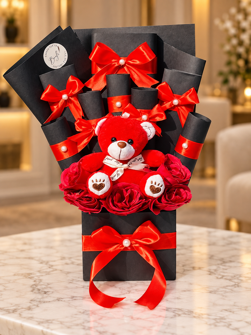 Red Teddy Flower Bouquet | GBO-193
