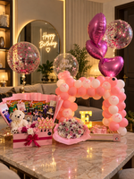 Load image into Gallery viewer, Luxury birthday setup with pink balloons, teddy bear, chocolates and flowers