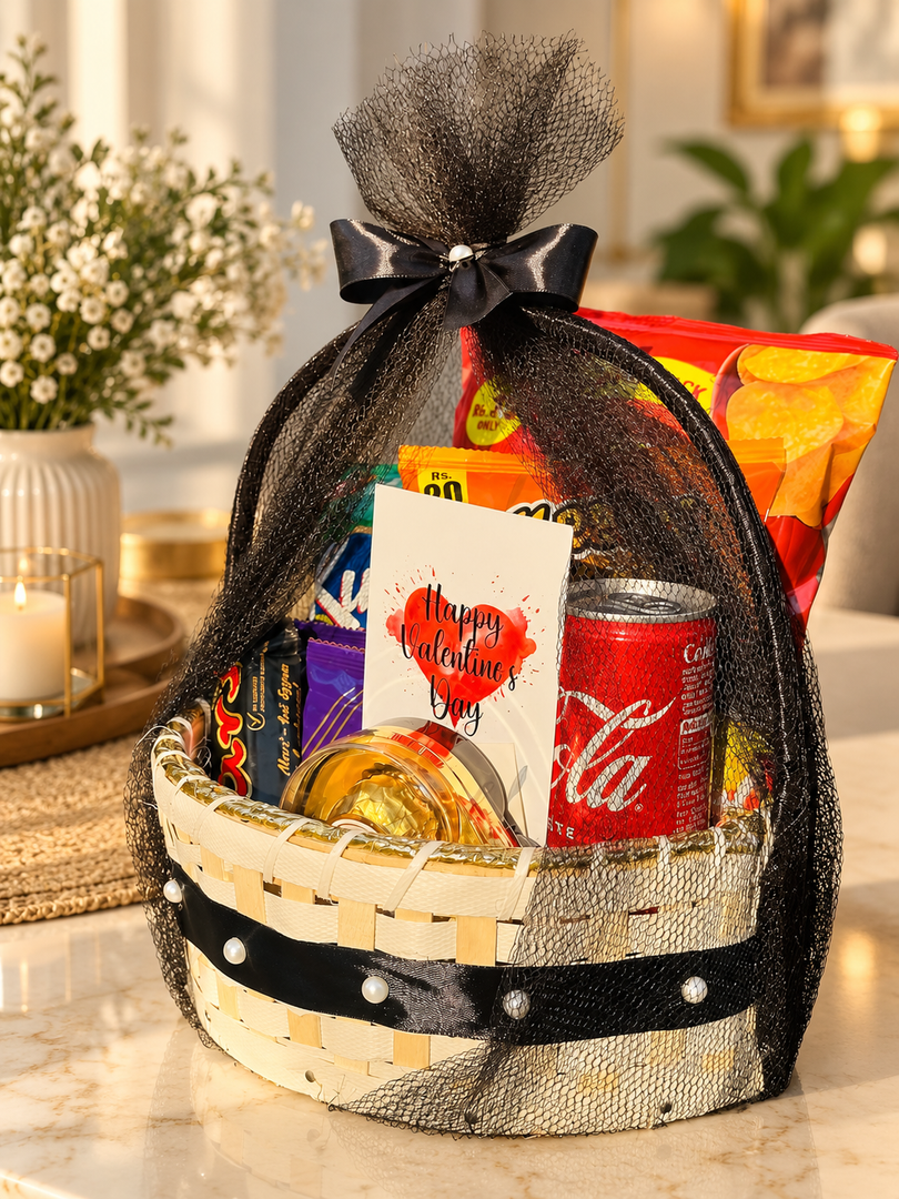 Black Elegance Valentine Gift Basket | GB-044