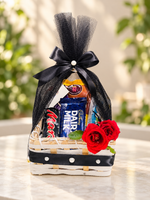 Load image into Gallery viewer, Chocolate Gift Basket – Black Wrap with Red Roses | GB-189