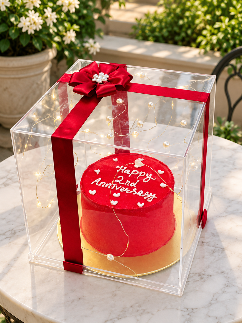 LoveGlow Anniversary Cake in Acrylic Box GC-038
