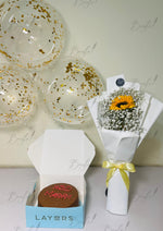 Load image into Gallery viewer, Layers Cake with Sunflower Bouquet GDEL-175
