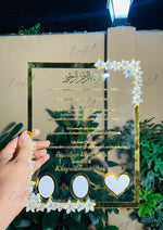 Load image into Gallery viewer, Personalized Nikah Acrylic Thumb Board with Gold Details | NAF-025

