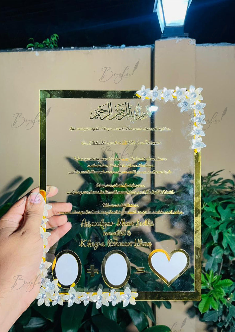 Personalized Nikah Acrylic Thumb Board with Gold Details | NAF-025