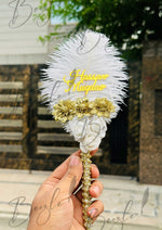 Load image into Gallery viewer, Customized Nikah Pen With Golden Lace &amp; White Bloom | CNP-002
