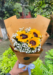 Sunflower Bouquet with Baby’s Breath & Kraft Wrap | BCG-166