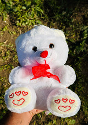 White Teddy Bear with Red Bow & Heart Paws | GB-098