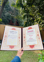 Load image into Gallery viewer, The Lovely Red Nikah Booklet With Personalized Name | NB-015
