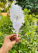 Load image into Gallery viewer, Customized Nikah Pen With White Feather, Pearl and Flower
