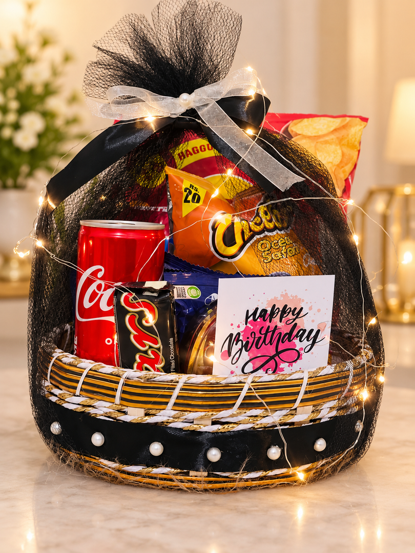 Black Themed Birthday Gift Basket | GB-037