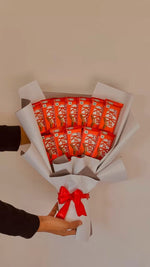 Load image into Gallery viewer, Elegant White KitKat Chocolate Bouquet with Red Bow | BCG-009
