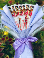 Load image into Gallery viewer, Twix and Raffaello Chocolate Bouquet with Purple Ribbon | BCG-014
