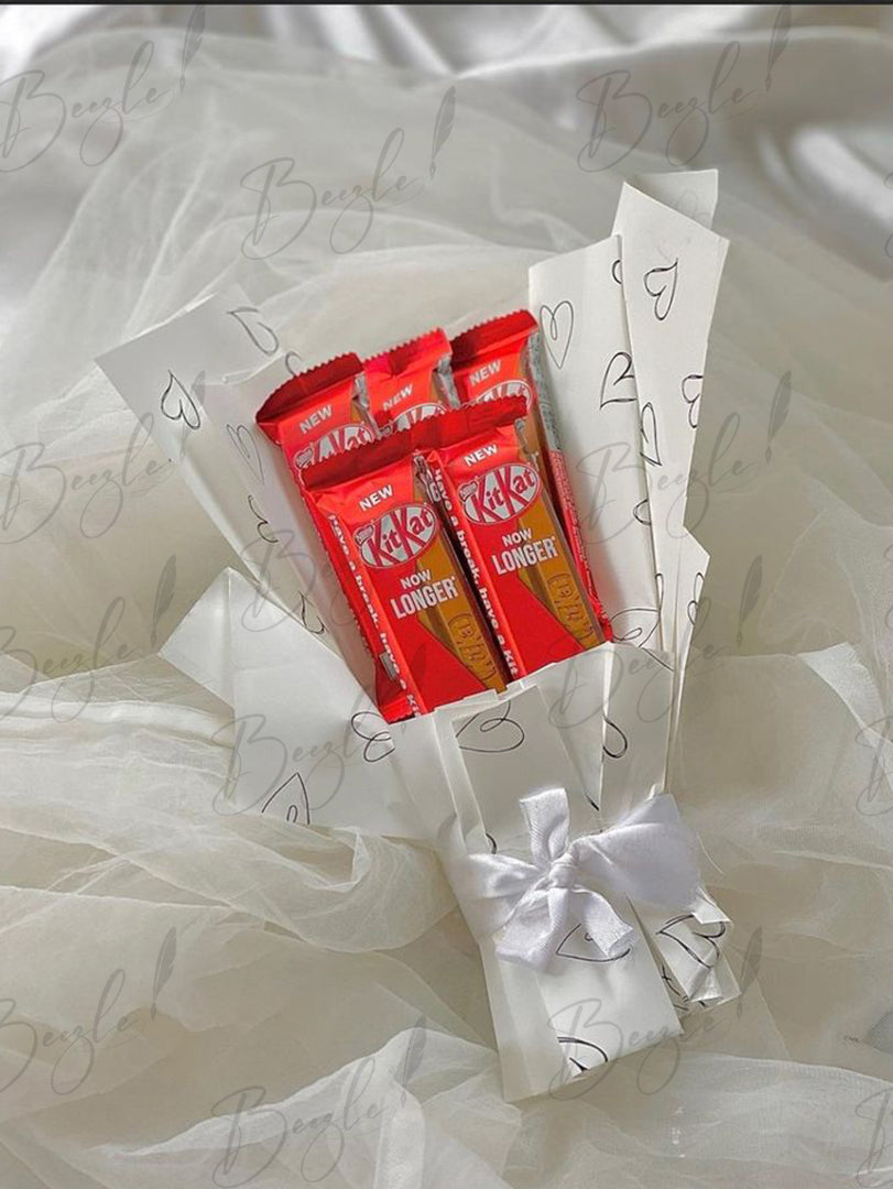 KitKat Chocolate Gift Bouquet with White Wrap | BCG-020