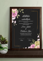 Load image into Gallery viewer, Nikah Certificate With Black &amp; Pink Flower Design | NC-021
