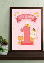 Load image into Gallery viewer, 1st Birthday Frame in Pink Color | BFB-006
