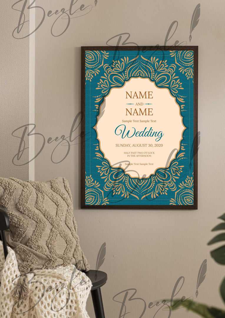 Nikah Frame With Blue Classic Print | NF-007