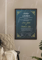 Load image into Gallery viewer, Customized Nikah Certificate With Dark Blue Print | NC-122
