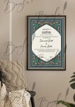 Load image into Gallery viewer, Nikkah Certificate With Classic Black and Firozi Design | NC-089
