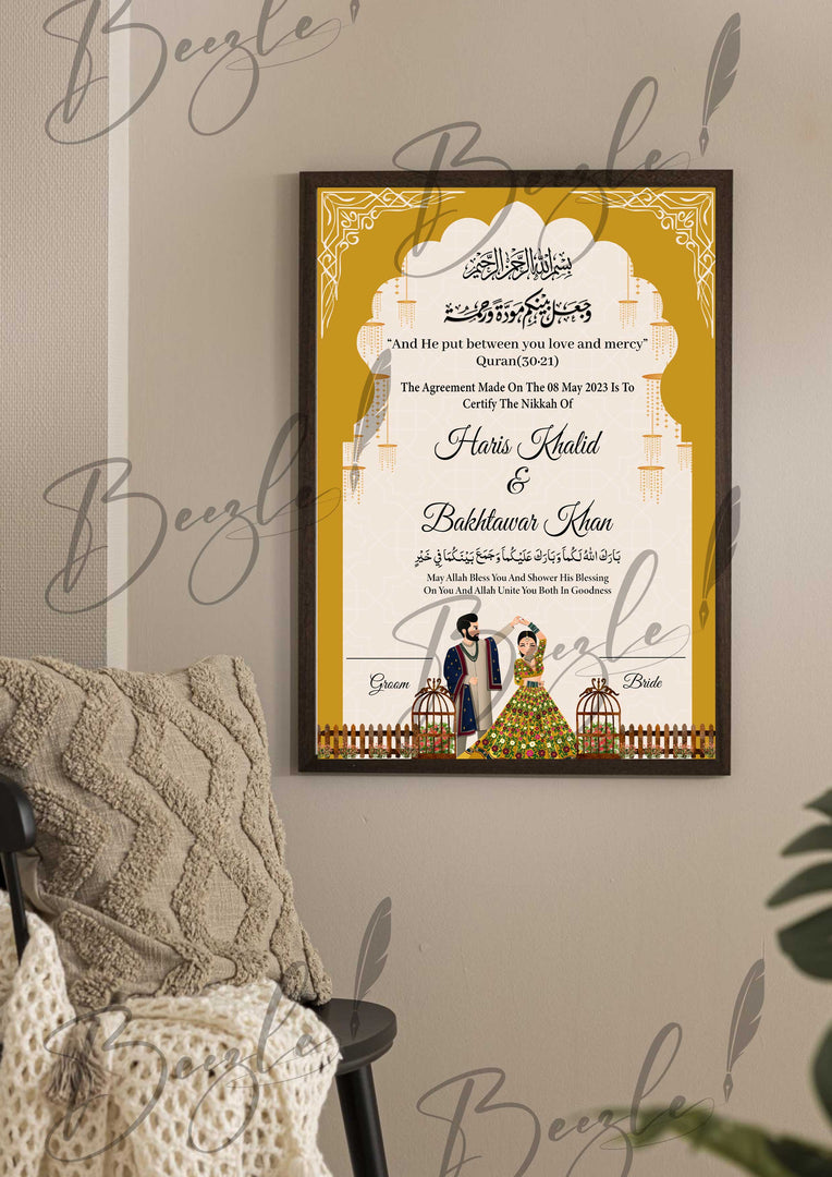 Customized Nikah Certificate With Beautiful Name and Classic Print | NC-126