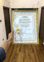 Load image into Gallery viewer, Customized Golden Nikah Certificate and Qubool Hai Nikah Pen | DEL-010
