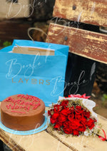 Load image into Gallery viewer, Layers Birthday Cake with Red Roses Bouquet | GC-006
