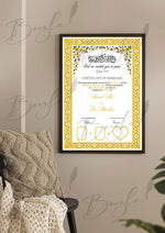 Load image into Gallery viewer, Nikah Certificate With Golden Border,Thumb Box and Signature Line | NC-071
