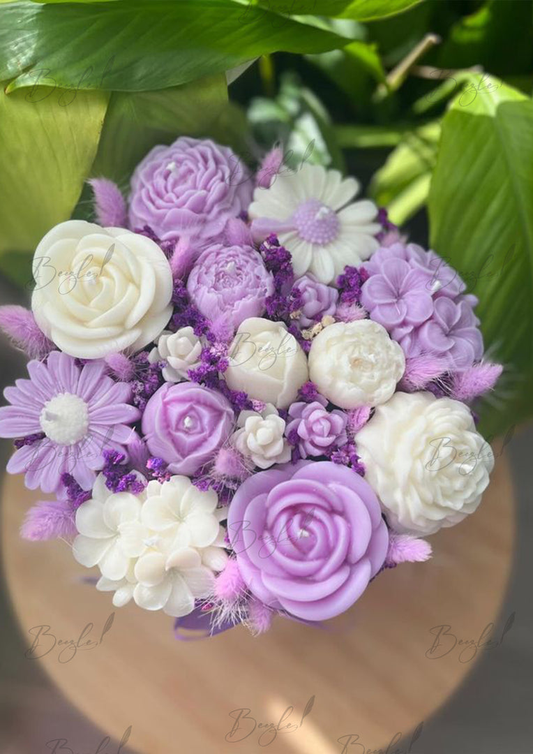 Lavender Purple Bliss Floral Candle Bouquet| SCDS-024