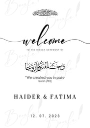 Nikkah Welcome Board