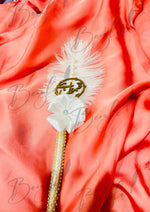 Load image into Gallery viewer, Qubool hai Nikah Pen With Golden Lace, White Pearl &amp; Feather
