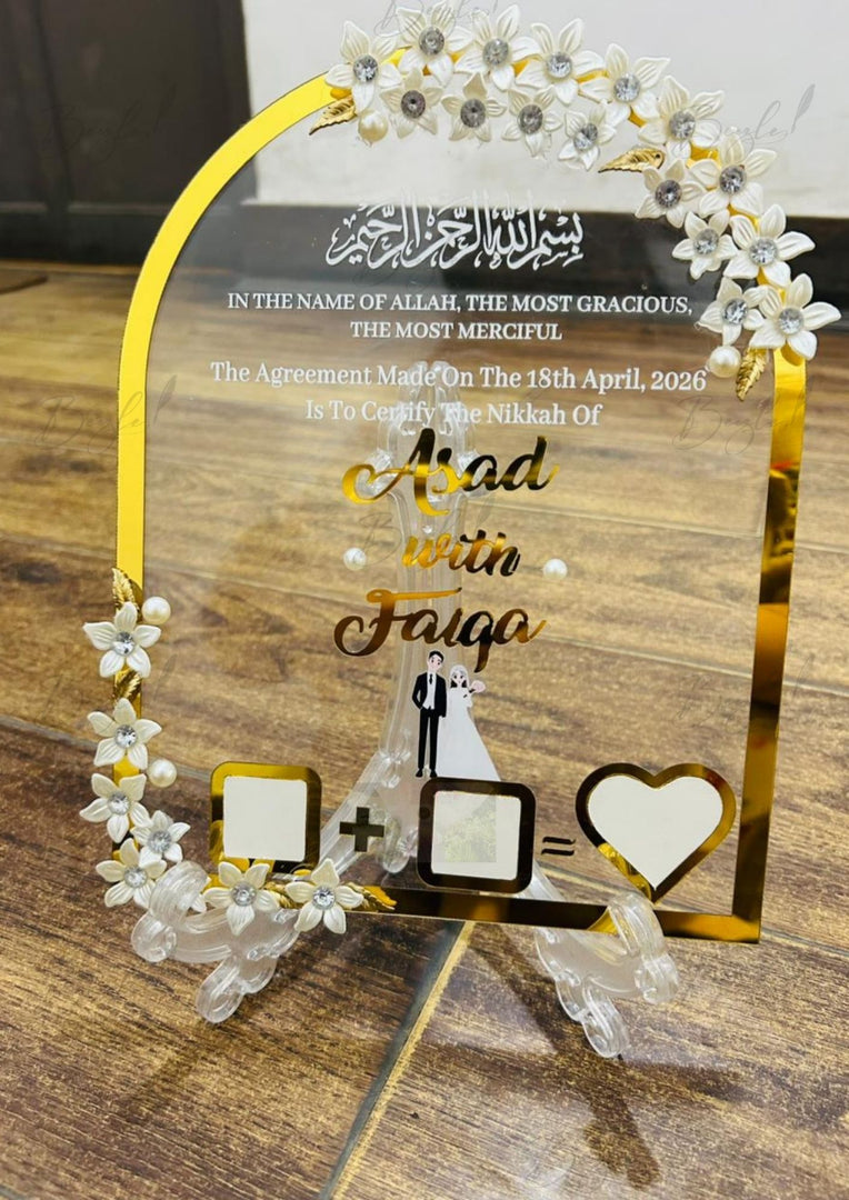 Nikkah Acrylic Thumb Board Decorated With Crystal Flowers | NAF-021
