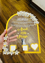 Load image into Gallery viewer, Nikkah Acrylic Thumb Board Decorated With Crystal Flowers | NAF-021
