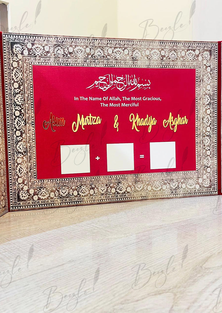 The Red Nikkah Booklet With Unique Design | NB-035