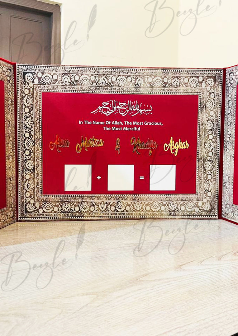 The Red Nikkah Booklet With Unique Design | NB-035