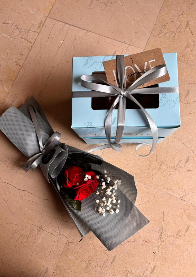 Elegant Love Gift Box & Rose Mini Bouquet | GDEL-005