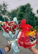Load image into Gallery viewer, Chocolate Bouquet &amp; Snack Basket Combo Gift | GDEL-046
