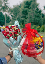 Load image into Gallery viewer, Chocolate Bouquet &amp; Snack Basket Combo Gift | GDEL-046
