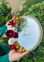 Load image into Gallery viewer, Elegant Nikkah Ring Tray with Mirror Base | NT-029