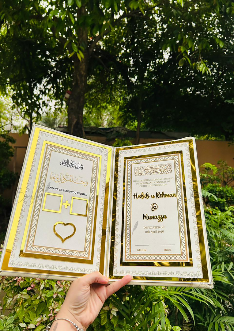 The Golden Nikkah Booklet With Attractive Design | NB-022
