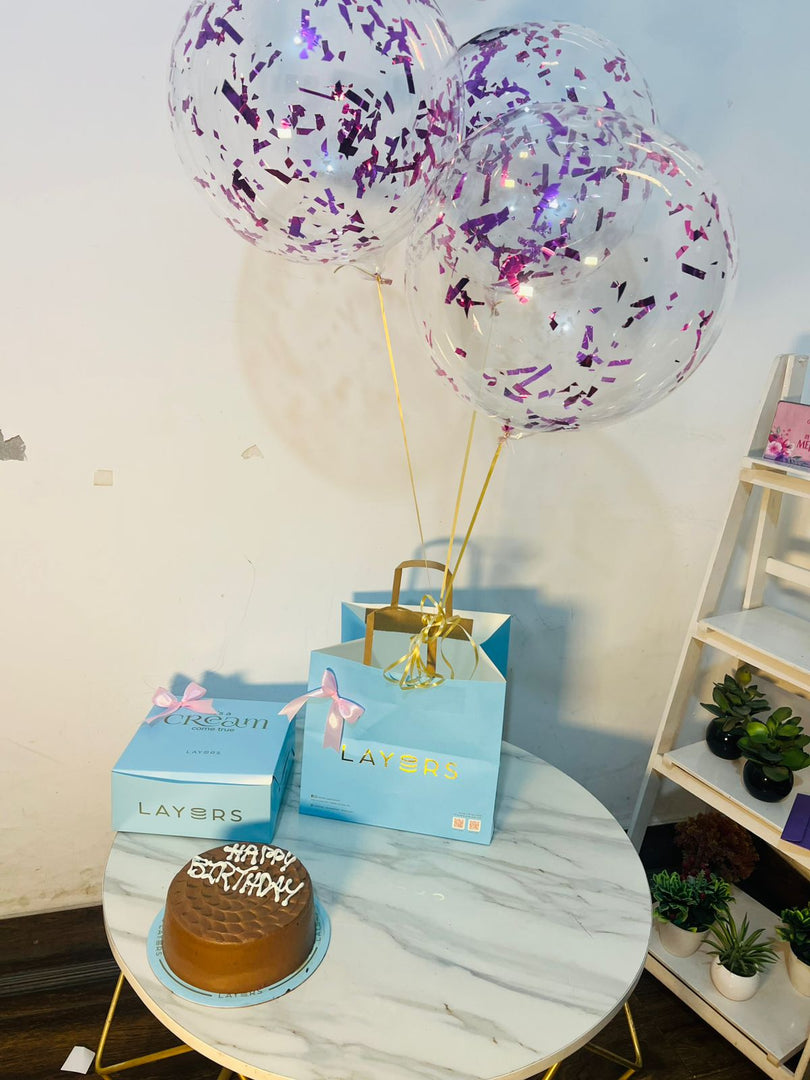 Birthday Surprise with Cake, Flowers & Balloons | GDEL-156