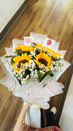Load image into Gallery viewer, Sunflower Bouquet Wrapped in White | BCG-145
