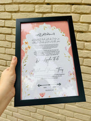 Customized Nikah Certificate With Customized Name & Pink Design | NC-123