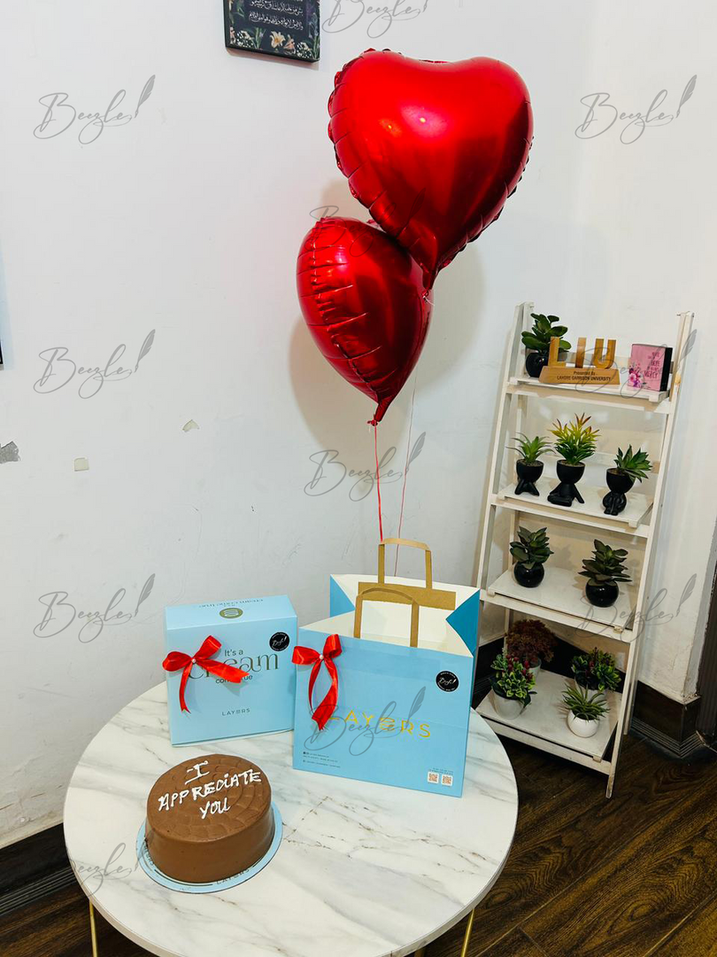 Red Rose Bouquet with Layers Cake| GDEL-115