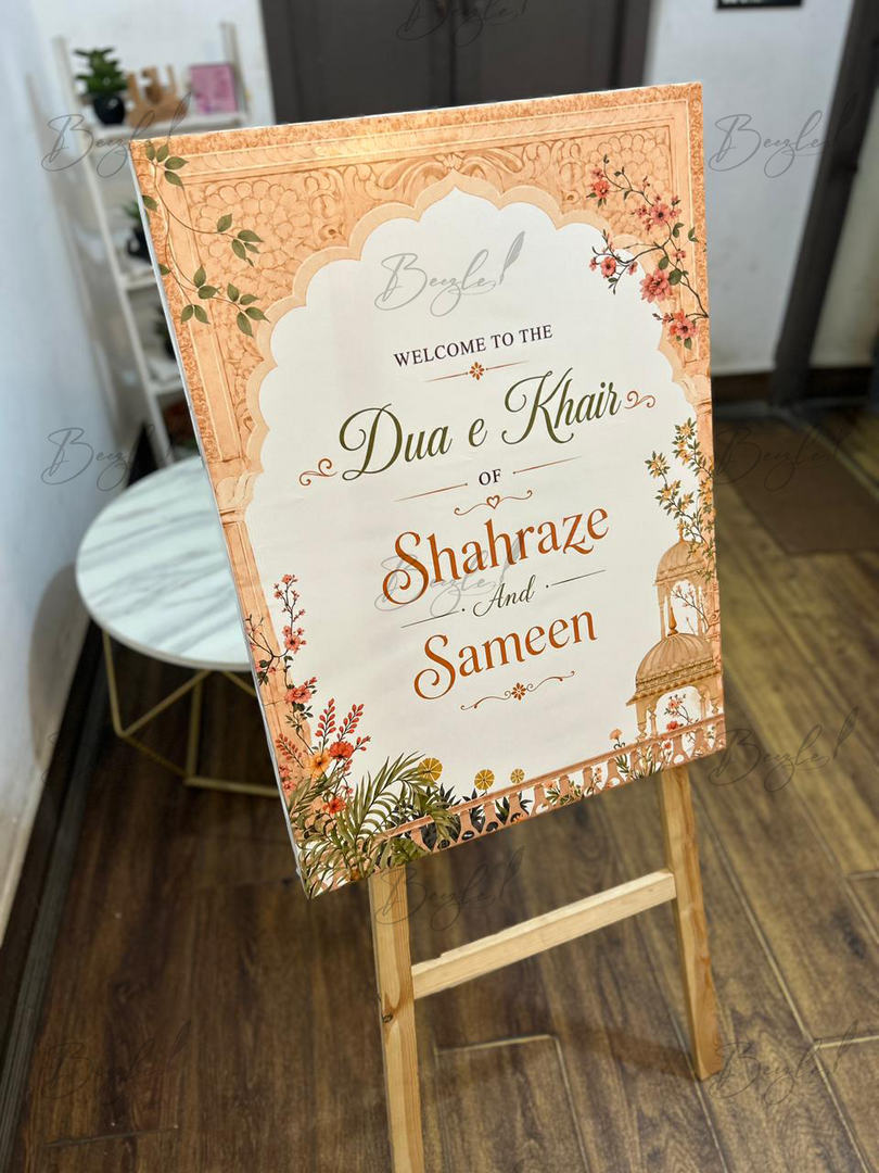Personalised Nikkah Welcome Board – Elegant Design | WWB-016