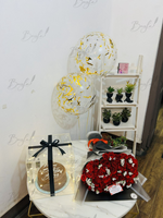 Load image into Gallery viewer, Luxury Cake Acrylic Box with Rose Bouquet &amp; Balloons | GDEL-006