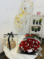 Load image into Gallery viewer, Luxury Cake Acrylic Box with Rose Bouquet &amp; Balloons | GDEL-006