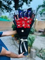 Load image into Gallery viewer, Well Wishes Gift Bouquet with fresh red roses, premium chocolates, and get well message cards